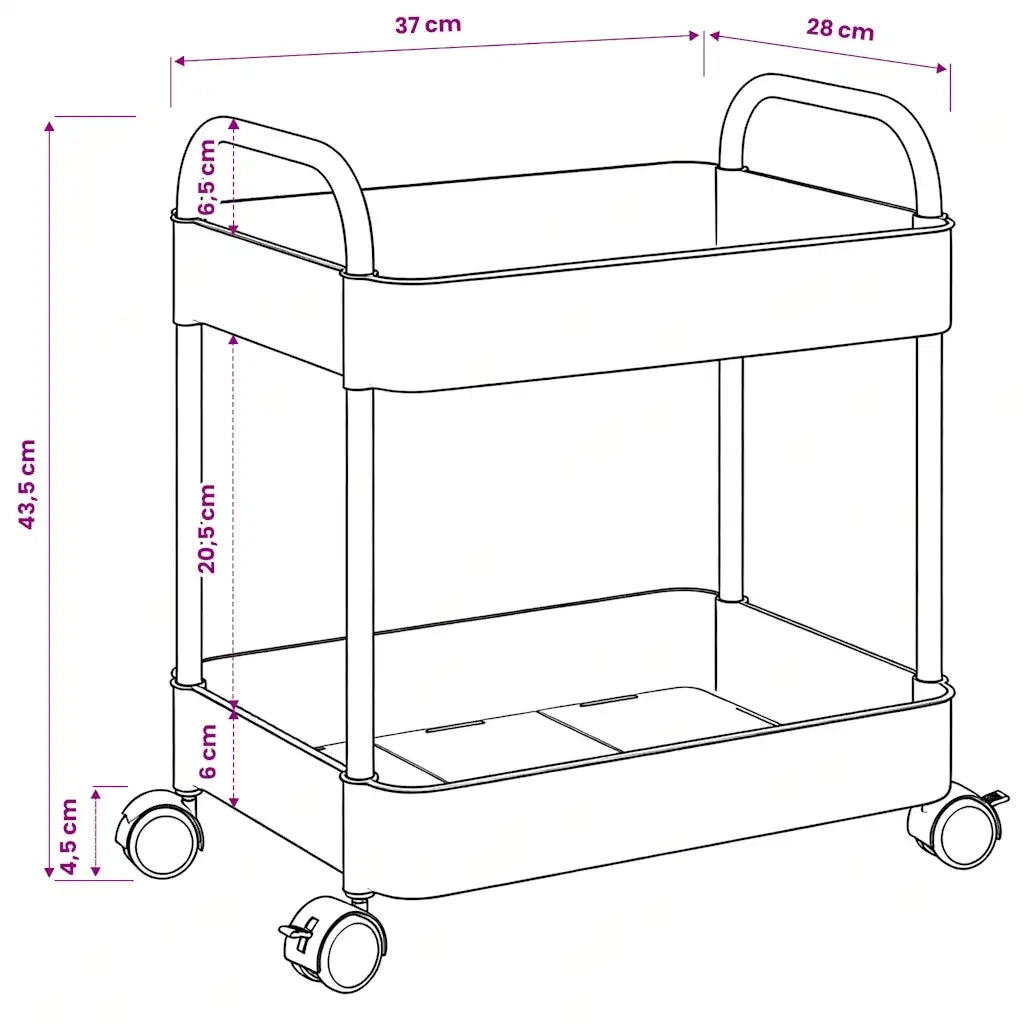 Carrello Portaoggetti a 2 Livelli 37x28x43,5 cm in Acrilico 4012375