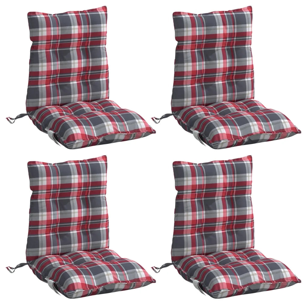 Cuscini Sedia Schienale Basso 4 pz Quadri Rosso Tessuto Oxford 377711