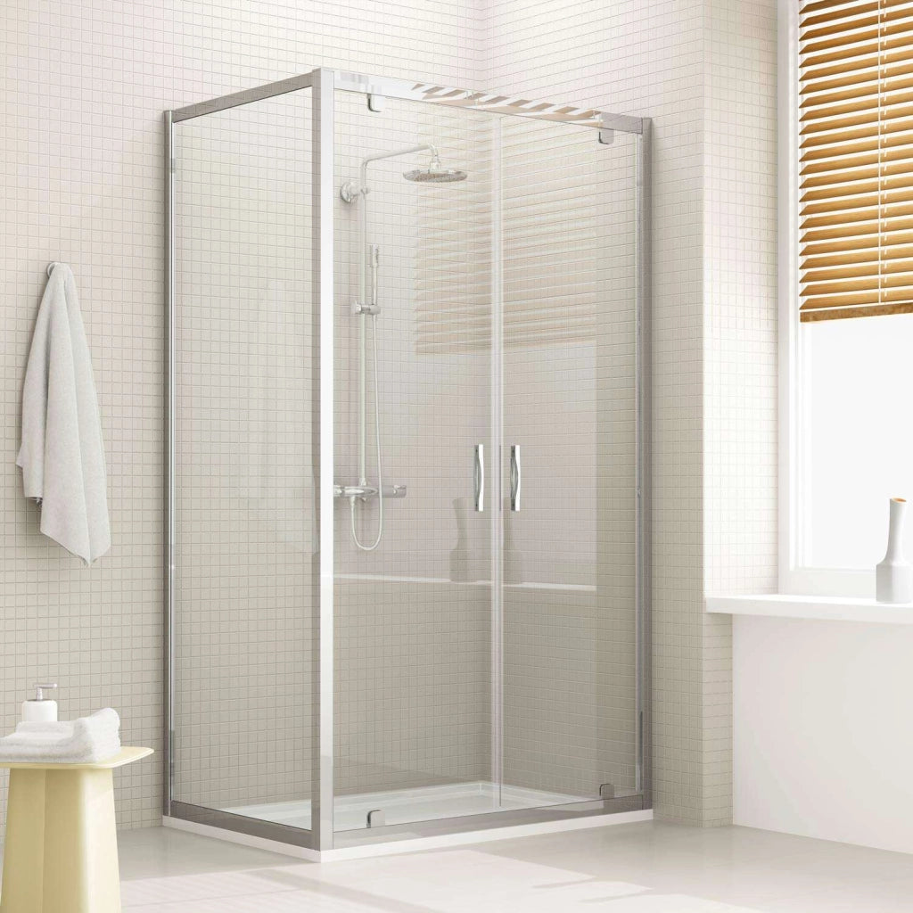 Box Doccia Angolare 80x100 cm 2 Ante Battenti in Cristallo Trasparente 6mm H198 Fosterberg Aalborg Duo