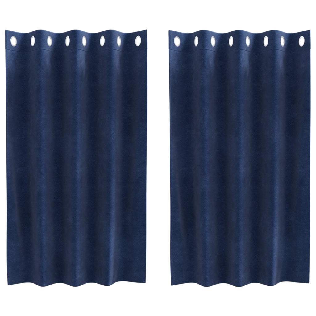 Tende Blackout  con Occhielli 2 pz Blu Scuro Velluto