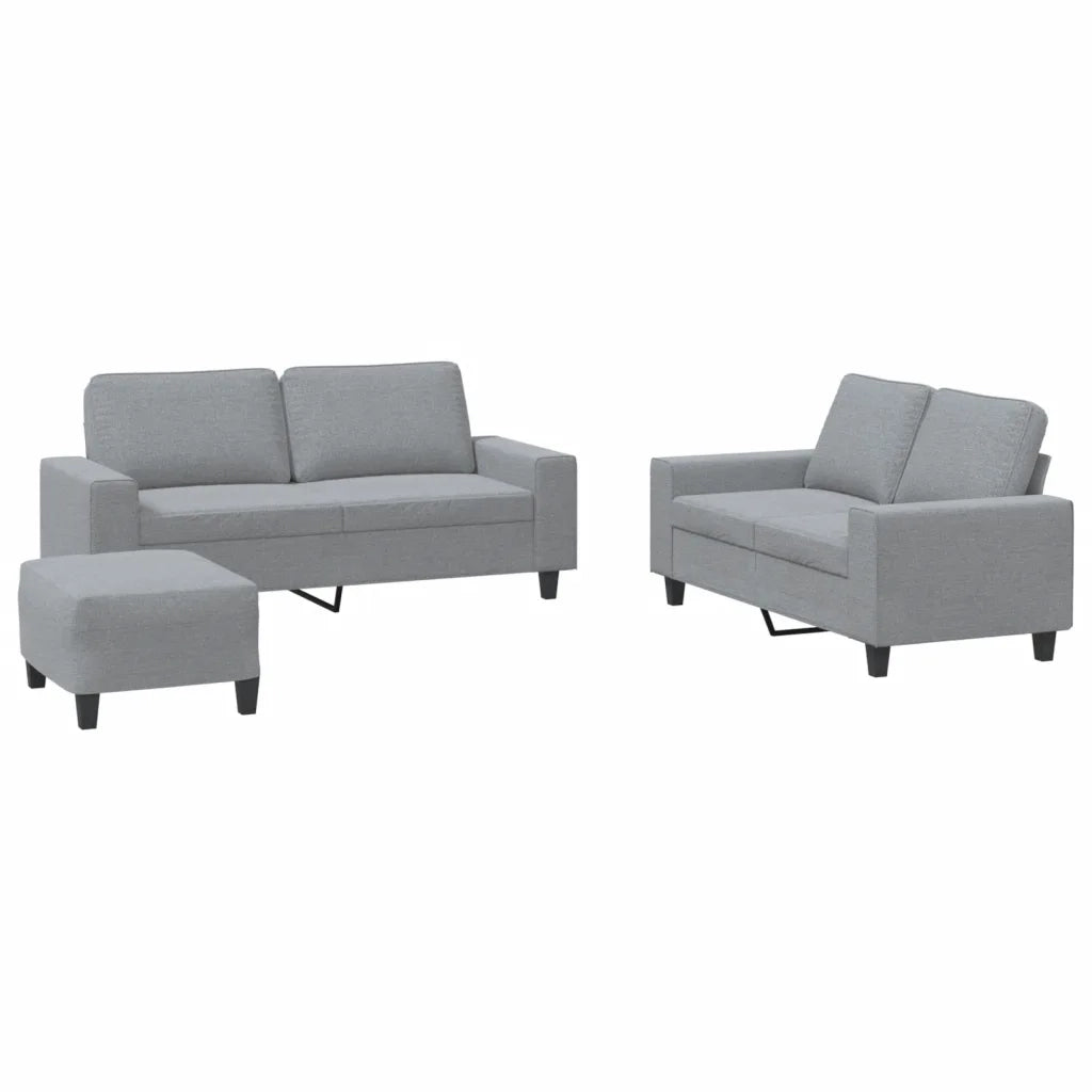 Set di Divani 3 pz Grigio Chiaro in Tessuto