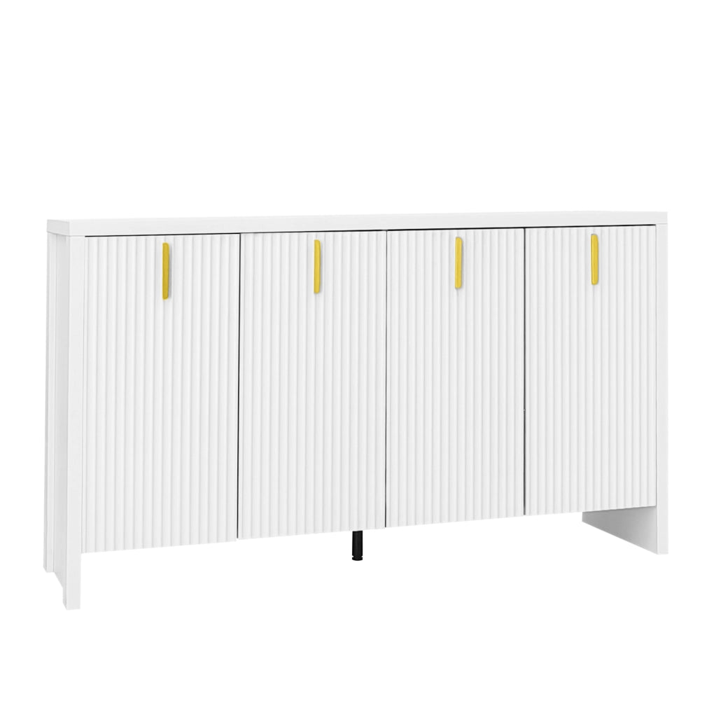 Sideboard bianco 140 cm con 4 ante e ripiani regolabili