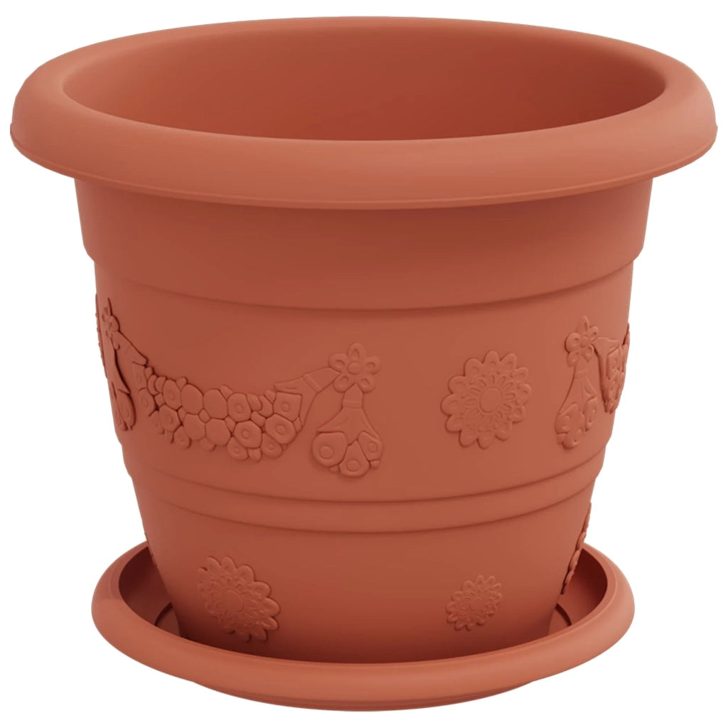 Fioriere | Cassetta per fiori | Vasi per Piante 6 pz Rosso Mattone ? 22 x 18 cm Plastica