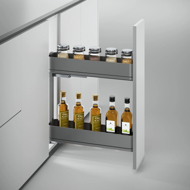 Carrello estraibile con cestelli e carrello del pane Supra con fissaggio inferiore con chiusura soft, Modulo 300, Acci..
