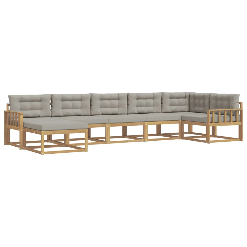 Set di divani da esterno 7 pz Bianco e Grigio Chiaro 3386755