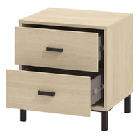 Piea, Comodino 2 Cassetti, 48x40x52h cm Marrone Rovere