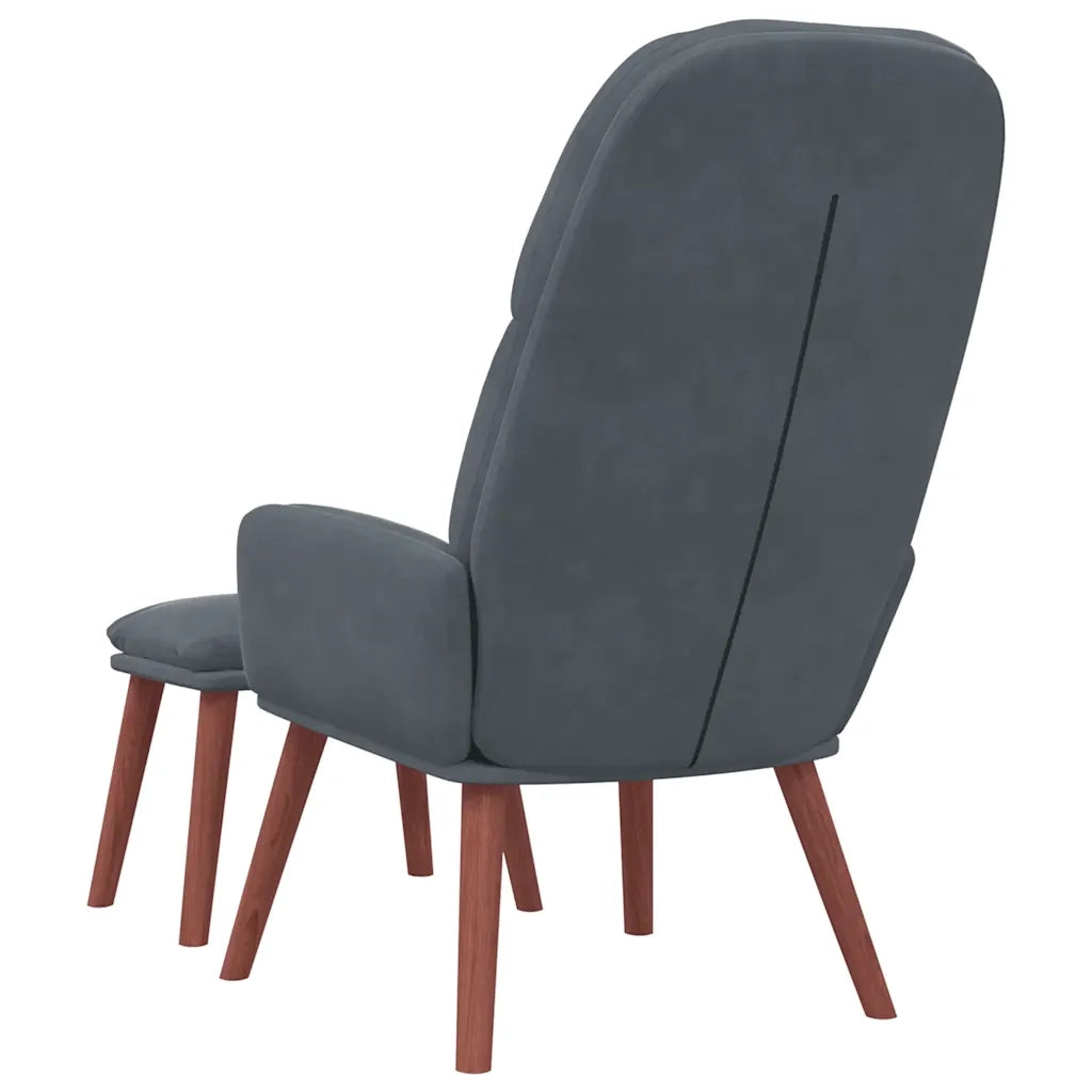Poltrona Relax con Poggiapiedi Grigio Scuro in Velluto 3315117
