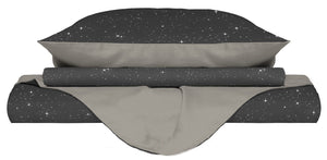 Copripiumino Singolo con Federe Stampato in Microfibra Stars Grigio