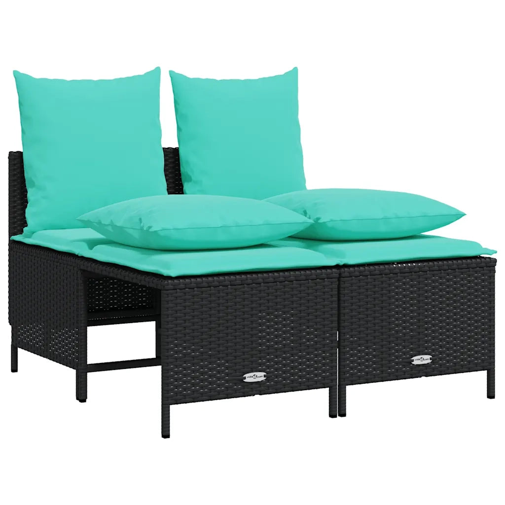 Set Divani da Giardino 4 pz con Cuscini Nero in Polyrattan 368388