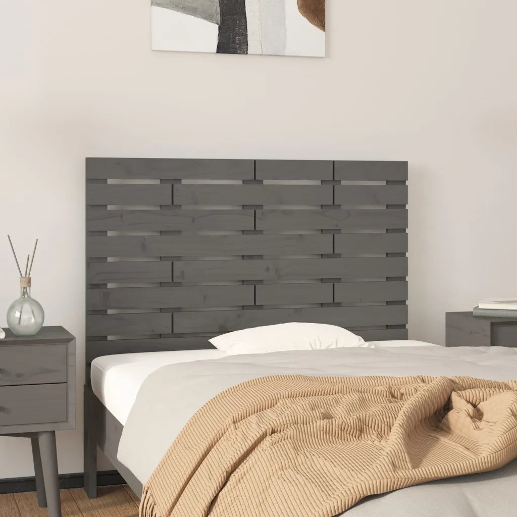 Testiera | Testata da Parete Grigia 106x3x63 cm in Legno Massello di Pino