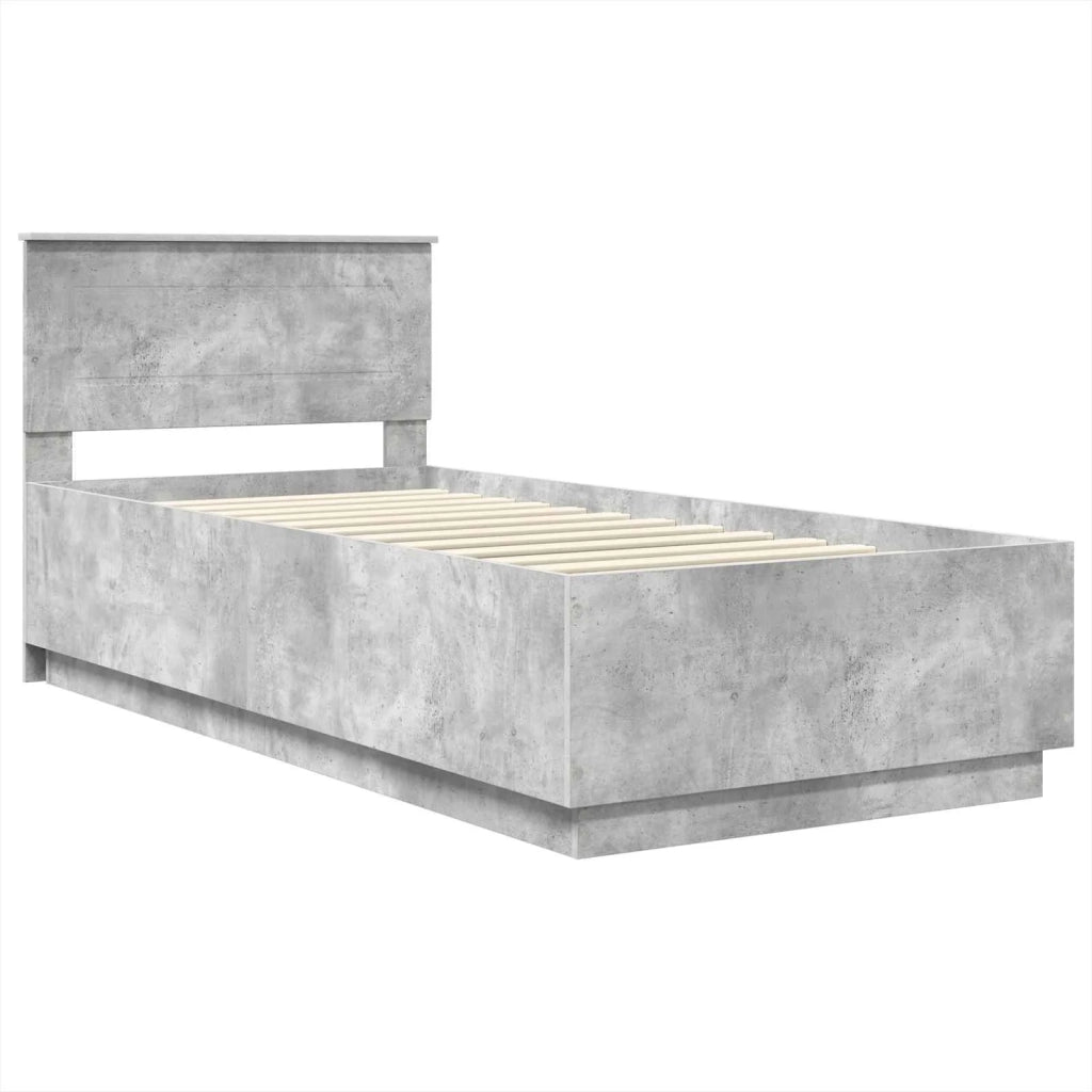 Struttura del letto con testiera Grigio cemento 90 x 190 cm