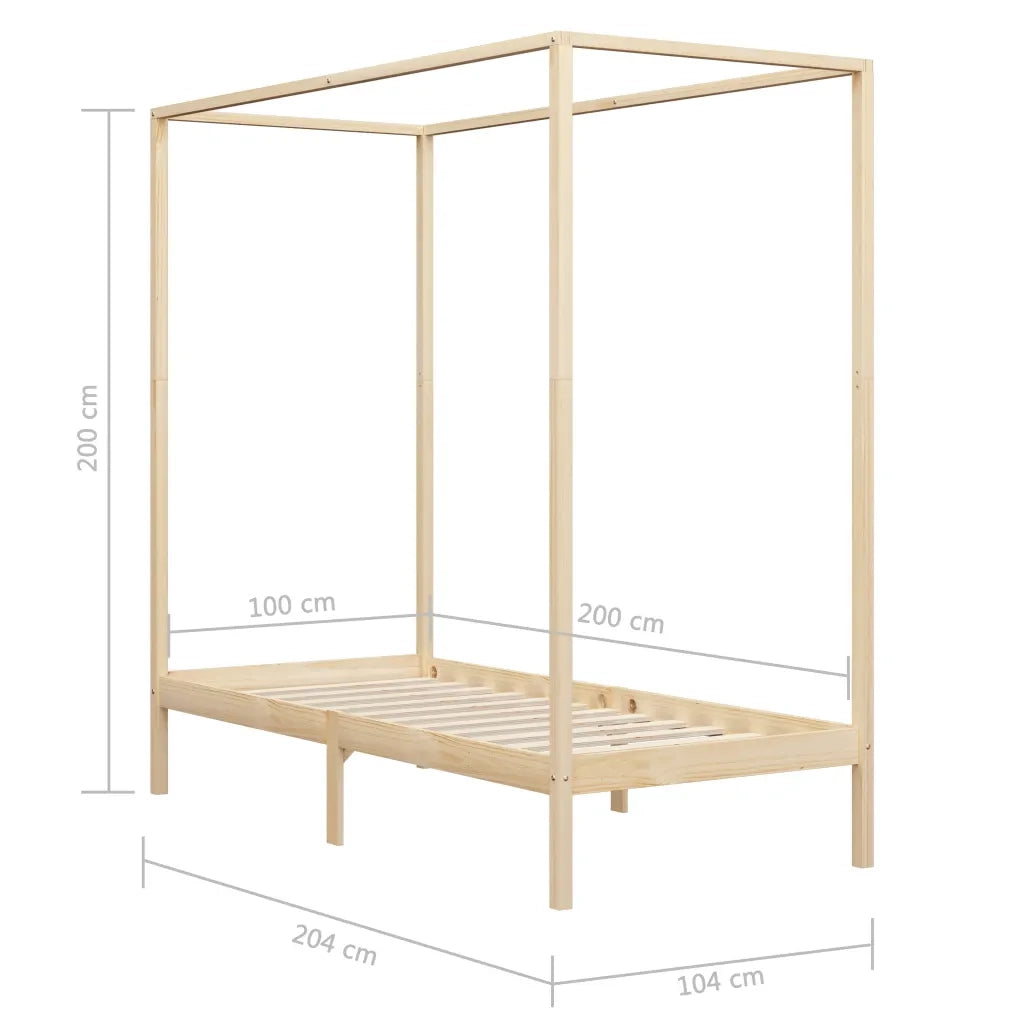 Giroletto senza Materasso-Struttura Letto 100x200 cm in Legno Massello di Pino 551525