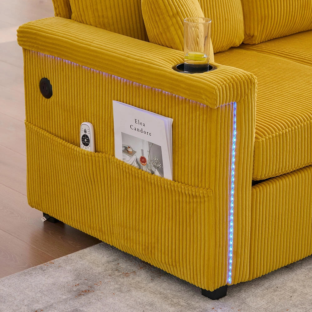 Divano letto 2 posti moderno - Xylo - Regolabile, USB, gambe metalliche, multifunzione