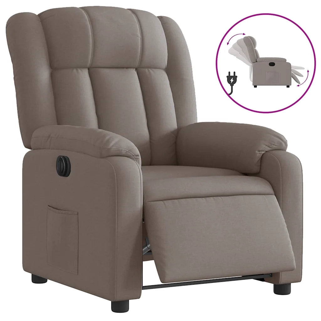 Poltrona | Sedia Relax Elettrica Reclinabile Tortora in Tessuto