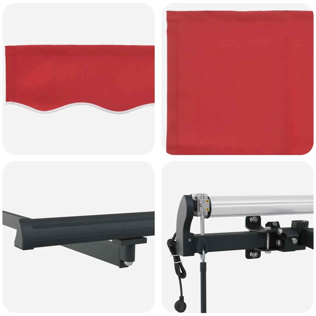 Tenda retrattile-Tenda parasole per balcone Rosso 300 x 250 cm Tessuto e Alluminio