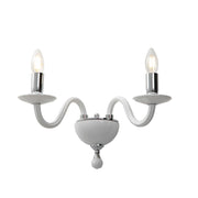 Applique Cristelle in Vetro Lavorato a Mano Bianco, Attacco E14 IP20, Design Classico con Dettagli in Cristallo Ottico - Rossini Illuminazione