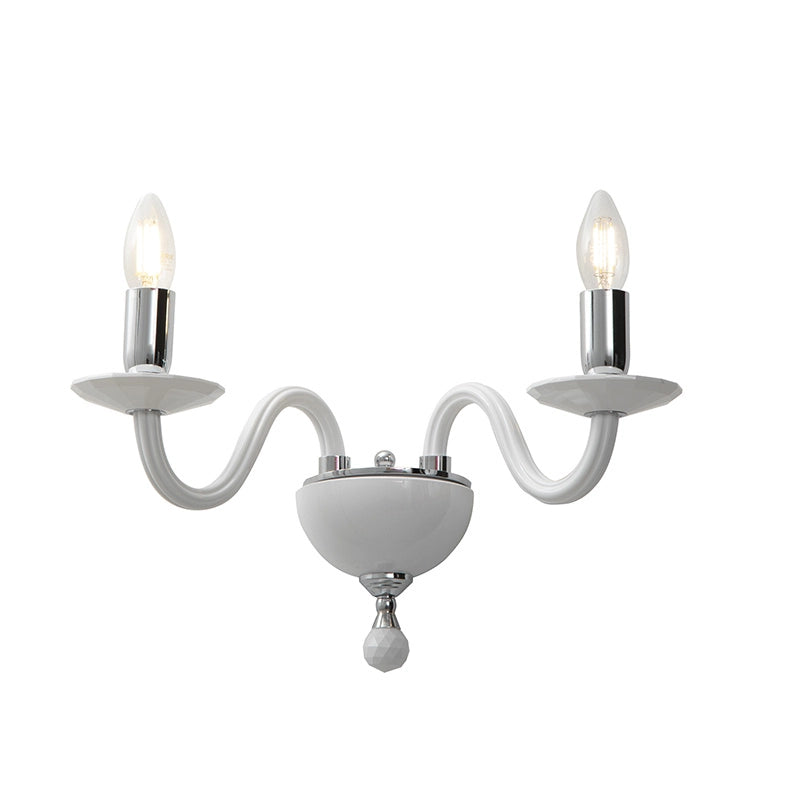 Applique Cristelle in Vetro Lavorato a Mano Bianco, Attacco E14 IP20, Design Classico con Dettagli in Cristallo Ottico - Rossini Illuminazione