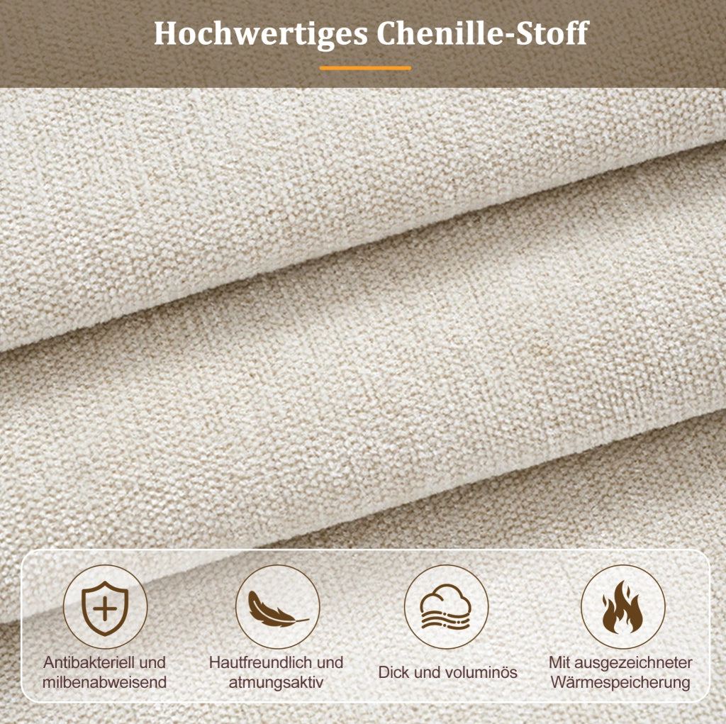 Letto matrimoniale 180x200 cm in ciniglia beige con rete