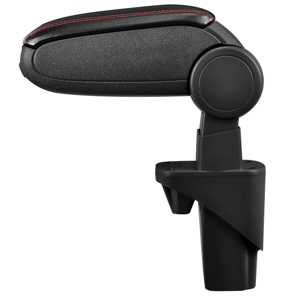 Bracciolo centrale per Opel Agila A / Suzuki Wagon R+ - con vano portaoggetti - imbottito - similpelle - nero con cuciture rosse 03_0000547