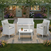 Salottino Outdoor Lasca, set Salotto da Esterno 4 Posti Made in Italy, Bianco