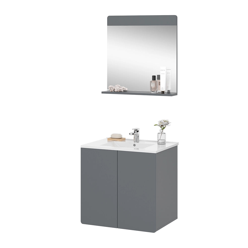Vicco Set di mobili da bagno Grigio 2 parti