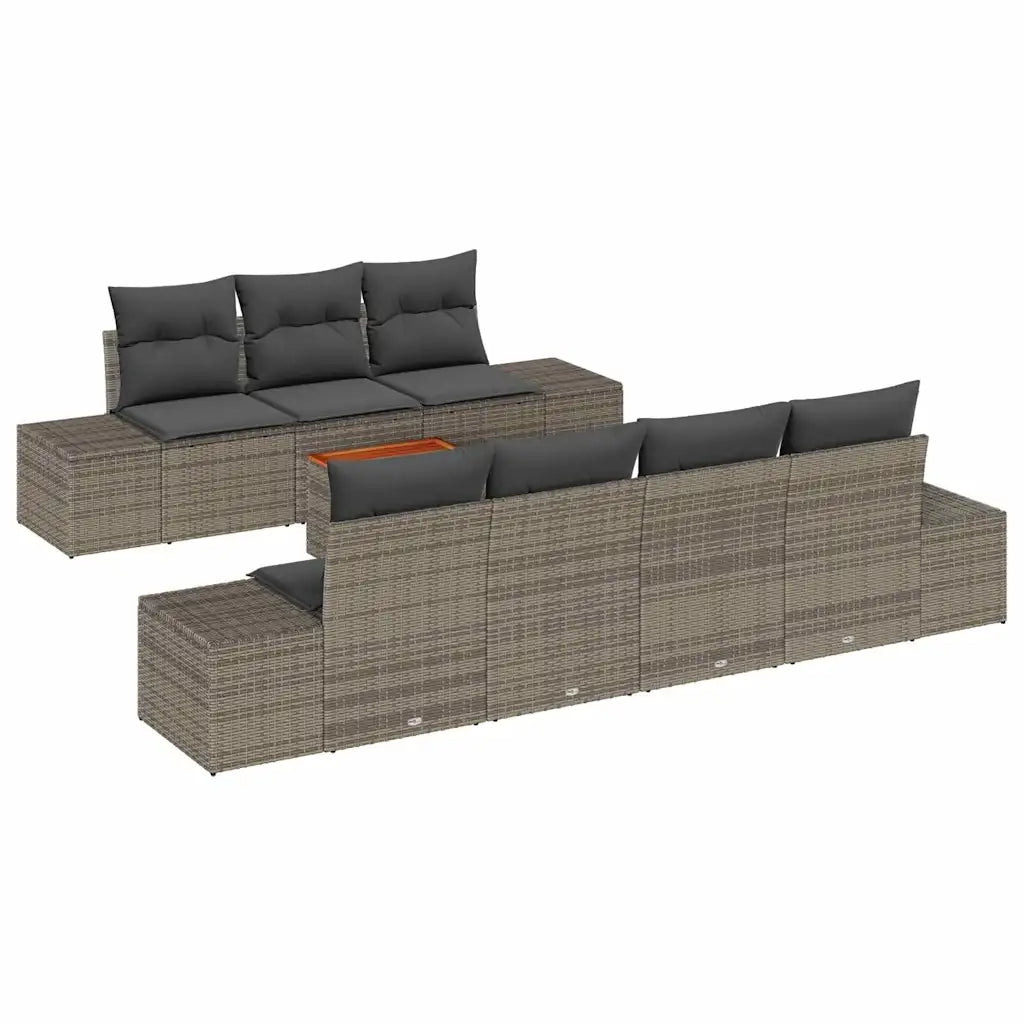 Set Divano da Giardino con cuscino 8 pcs Grigio polyrattan 3347916