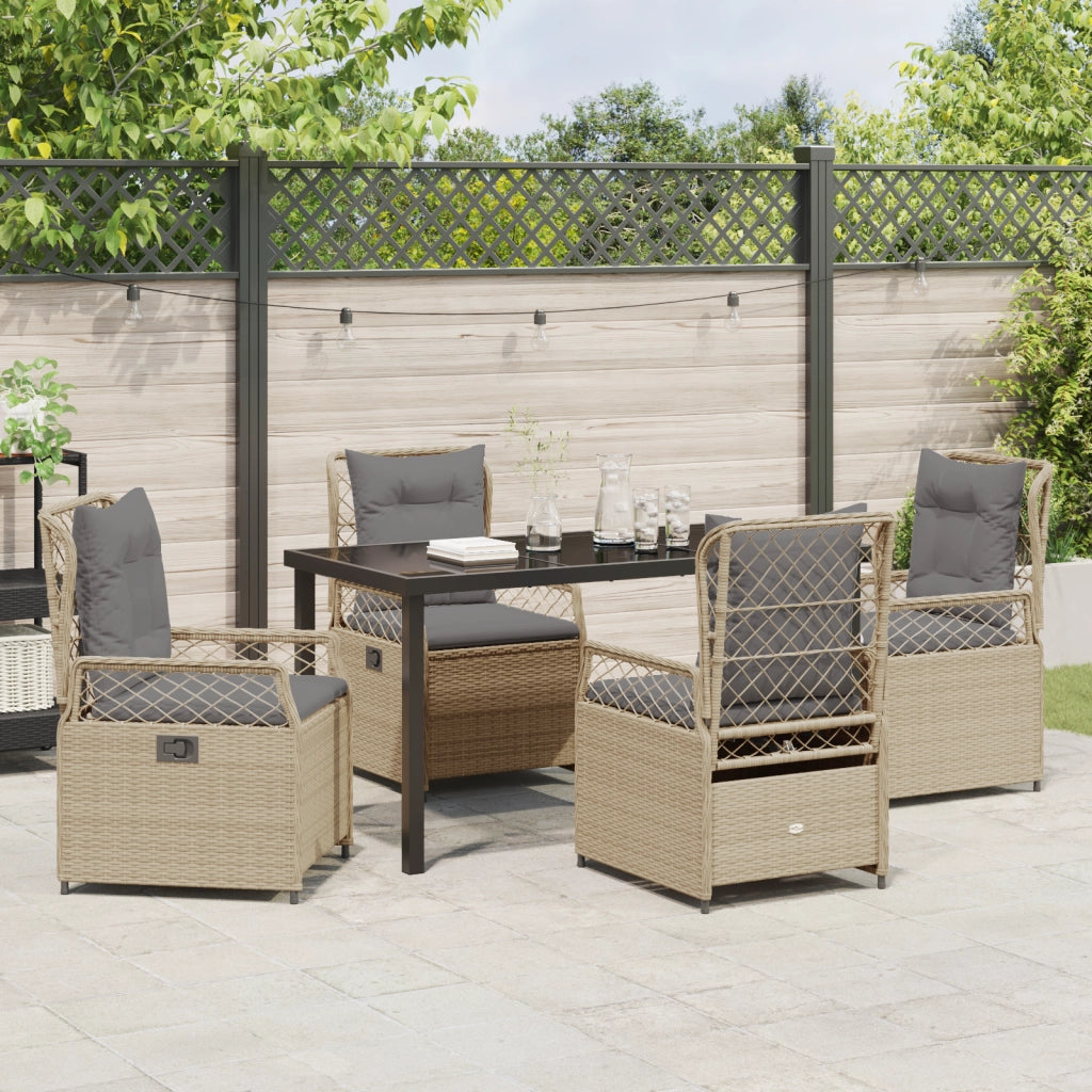 Set da pranzo da giardino 5 pezzi beige polyrattan