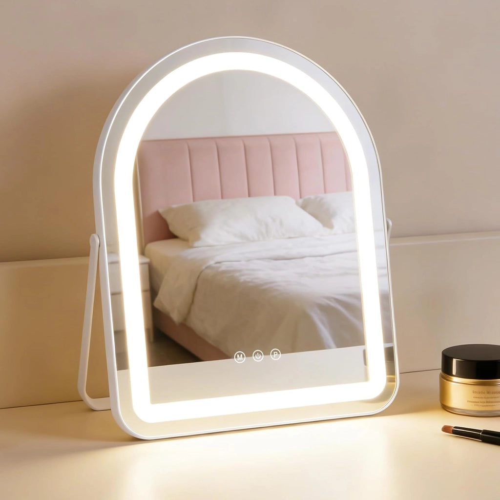 ZMH Specchio per il trucco illuminato a LED 35x45cm 3 modalità di illuminazione regolabili con una semplice pressione