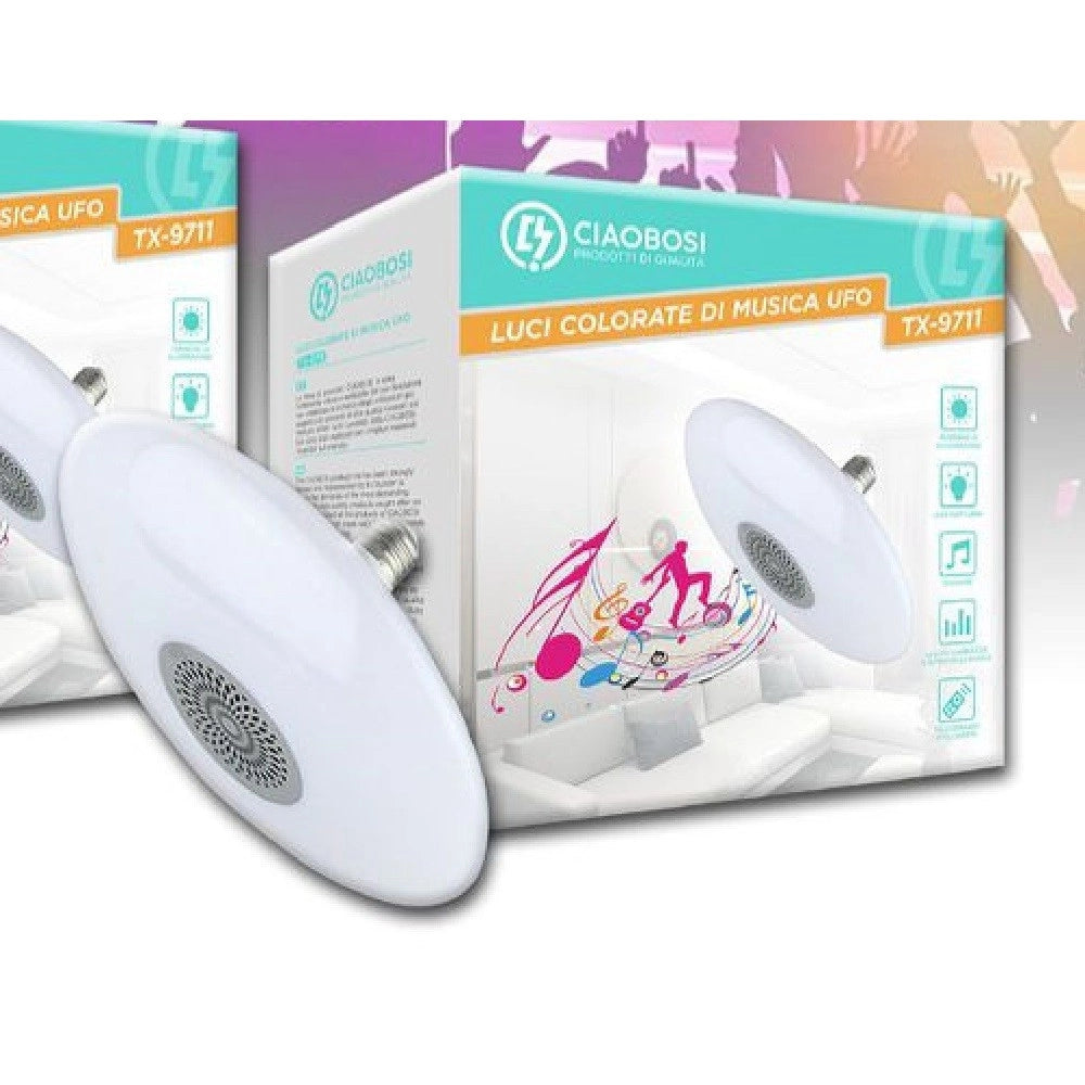 Trade Shop - Lampadina Musicale Luci Colorate Lampada Di Musica E27 Ufo Bluetooth 5.0 Tx-9711 -
