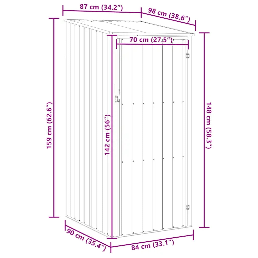 Capanno da Giardino-Casetta da Giardino Marrone 87x98x159 cm in Acciaio Zincato