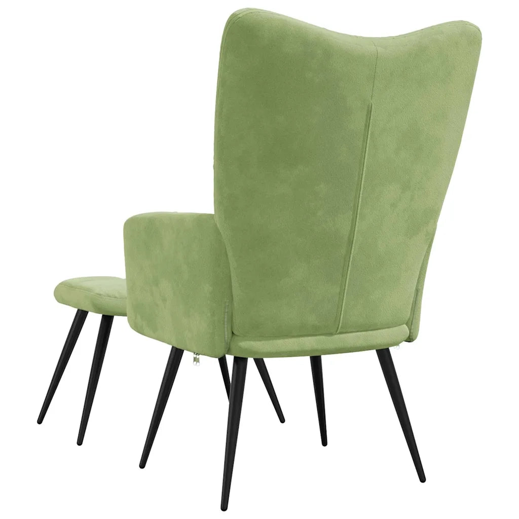 Divano Sedia-Poltrona Relax con Poggiapiedi Verde Chiaro in Velluto 222633