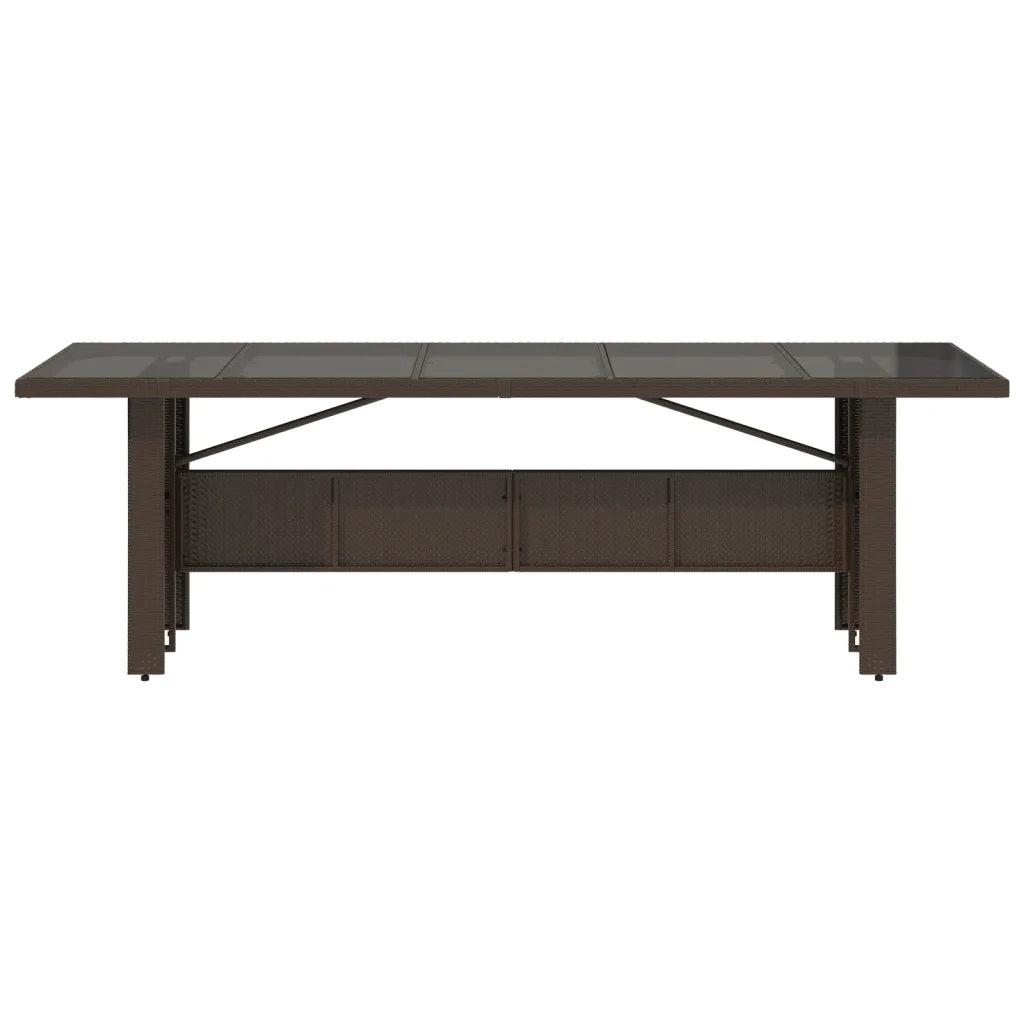 Tavolo Giardino Piano in Vetro Marrone 240x90x75 cm Polyrattan 365598