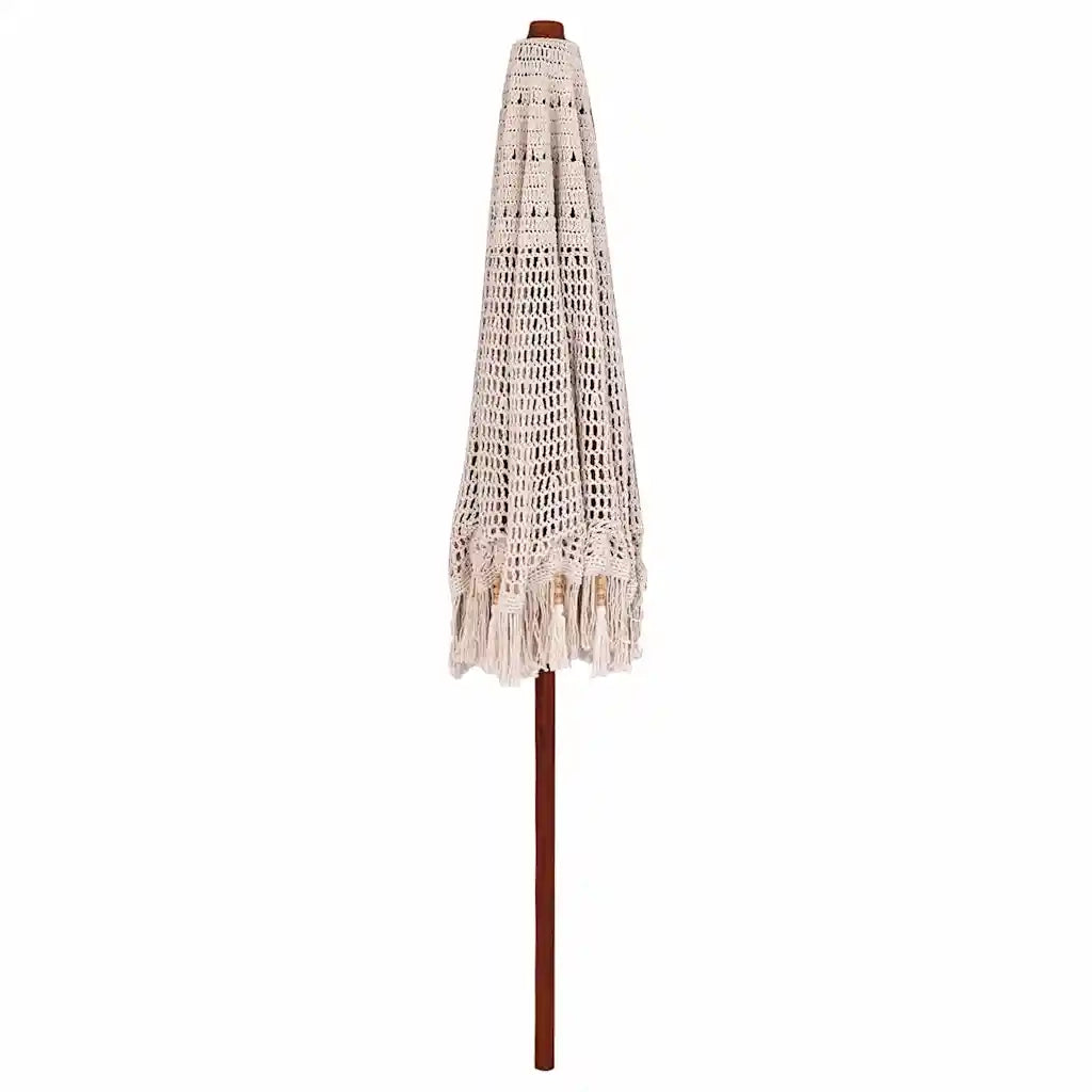 vidaXL Ombrellone Crema (250-255) x 250 cm Cotone e legno massello