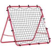 Rete da Calcio Portatile con 5 Angoli Regolabili ¨C Minimal ¨C Acciaio e Nylon, Rosso, 103x72x89cm