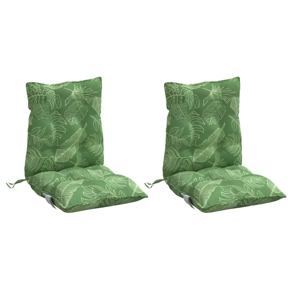 Cuscini Sedia Schienale Basso 2 pz Motivo Foglie Tessuto Oxford 377728