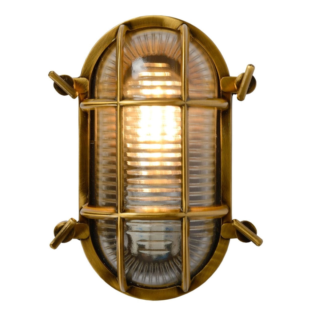 Applique esterna Lucide Dudley E27 IP65 oro vetro 1L