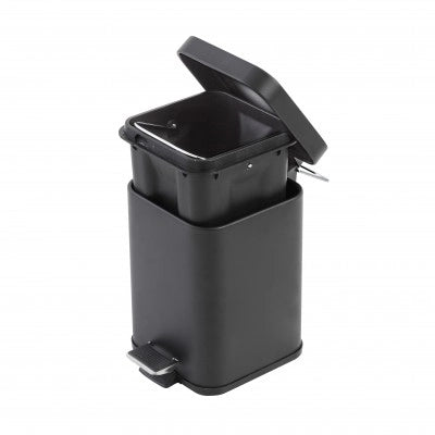 Pattumiera bagno 3lt in acciaio nero con pedale e secchio estraibile