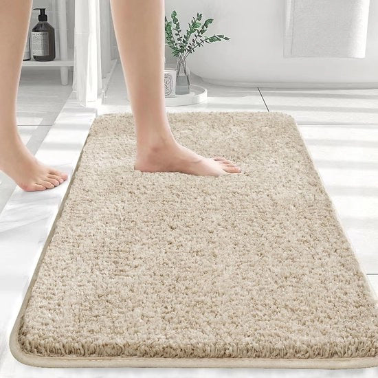 Matrimoniale badmat 40x60 cm, badmat di microfibra morbida, asciugamano da doccia lavabile, antiscivolo, badmat morbido, beige