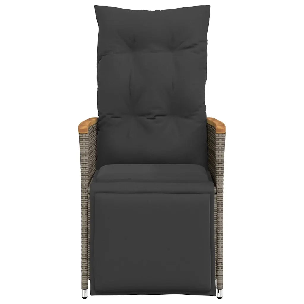 Sedie da Giardino Reclinabili 2 pz e Cuscini Grigio Polyrattan 365672