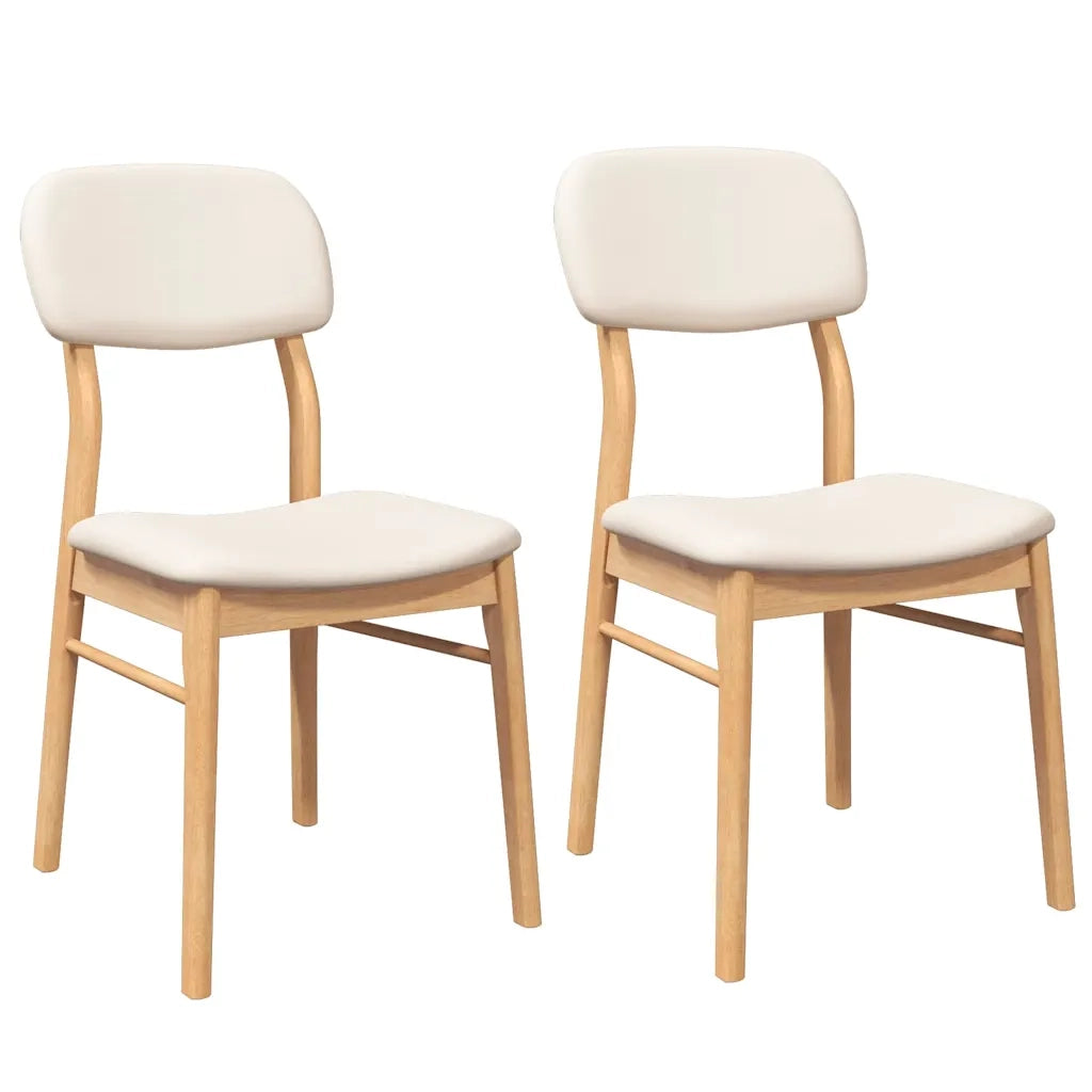 Sedie da Pranzo con Cuscini 2 pz Naturale Legno Massello Hevea