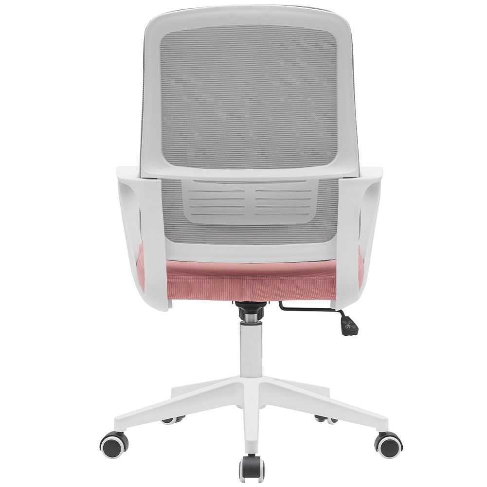 Sedia da Ufficio Rosa e Grigio Poltrona Scrivania Girevole Regolabile 98-108 cm