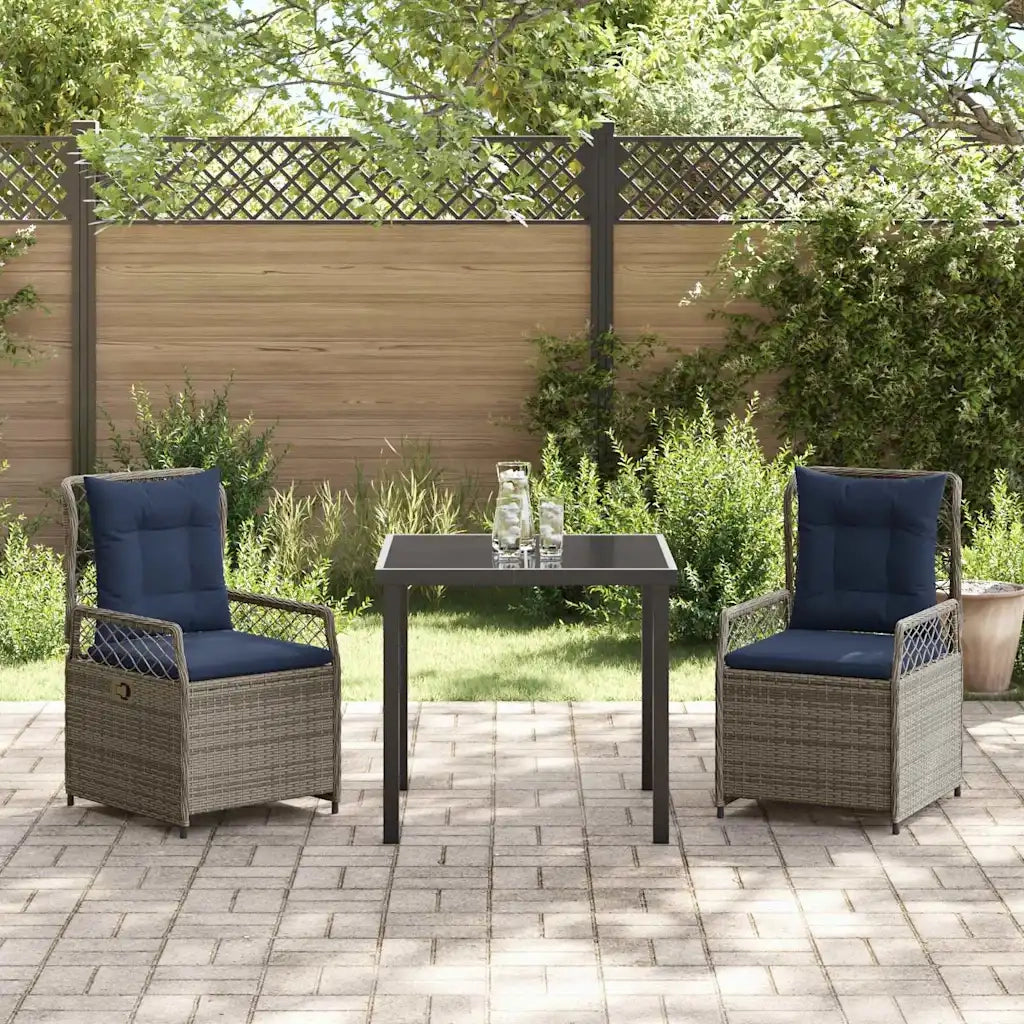 Set da Pranzo per Giardino 3 pcs Grigio polyrattan 3381051
