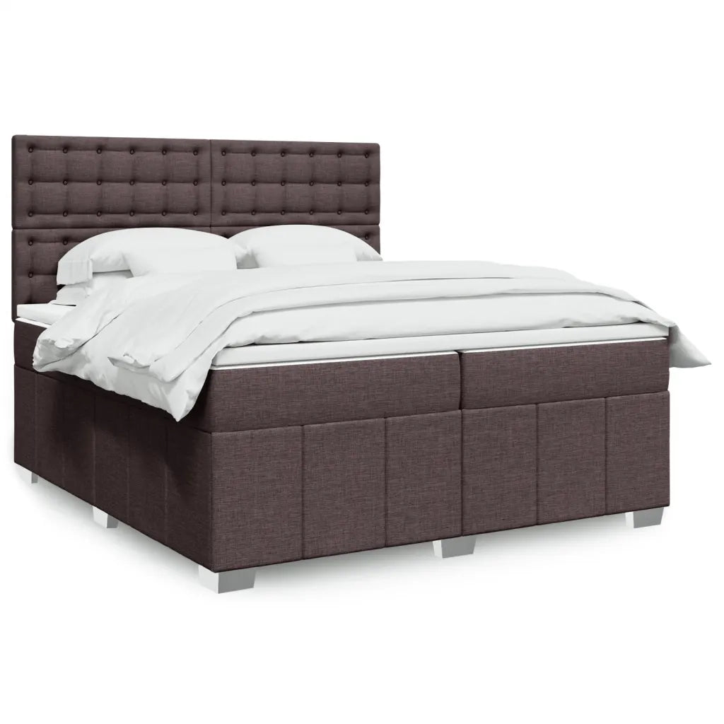 Giroletto a Molle con Materasso Marrone Scuro 200x200cm Tessuto 3291792