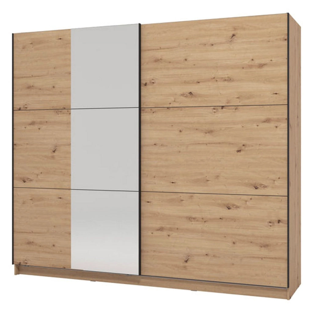 Armadio Camera da Letto Sorgono, Guardaroba Grande Appendiabiti, 236.5x210h cm Marrone Rovere Nodi