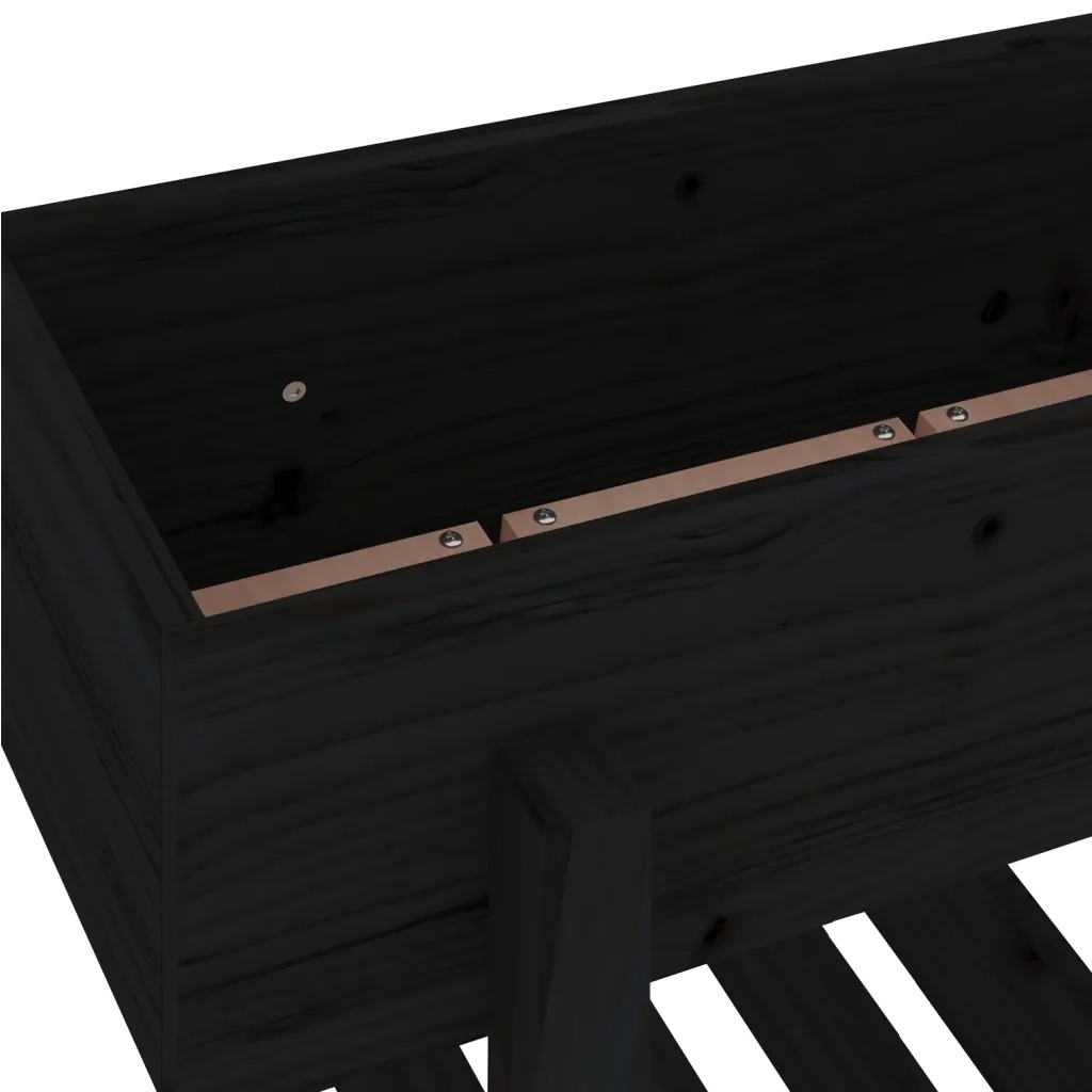 Fioriera | Cassetta per fiori | Vaso da Giardino Nera 62x30x69 cm Legno Massello di Pino