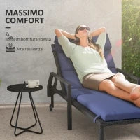 Cuscino per Sdraio e Lettino Prendisole in Tessuto con Lacci di Fissaggio, Blu Scuro