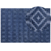Tappeto Blu Viscosa 160 x 230 cm Motivo Geometrico Tessuto a Mano Flatweave