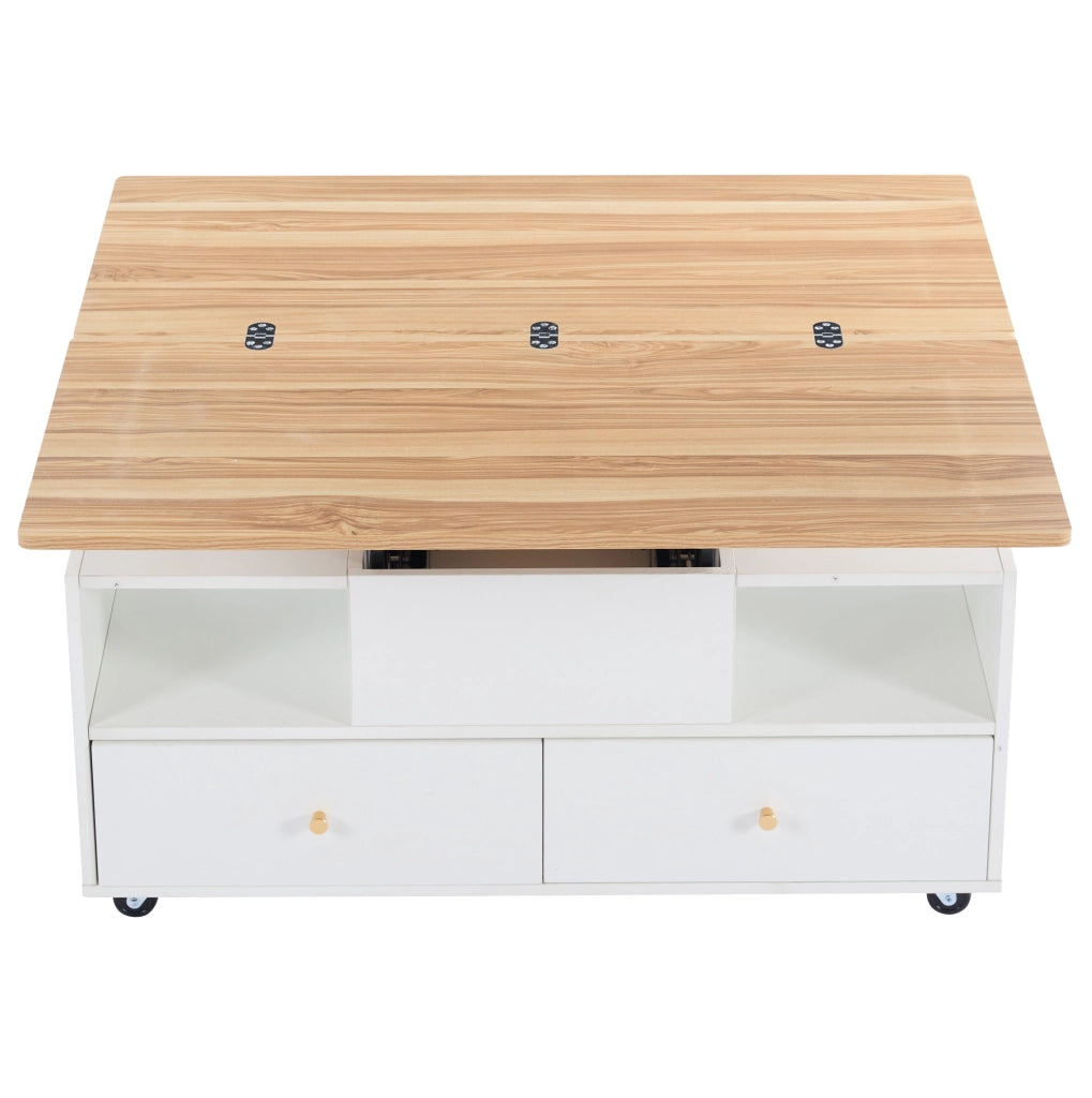 Tavolino da salotto sollevabile e pieghevole 100 x 50 x 47;5 cm in MDF colore legno naturale