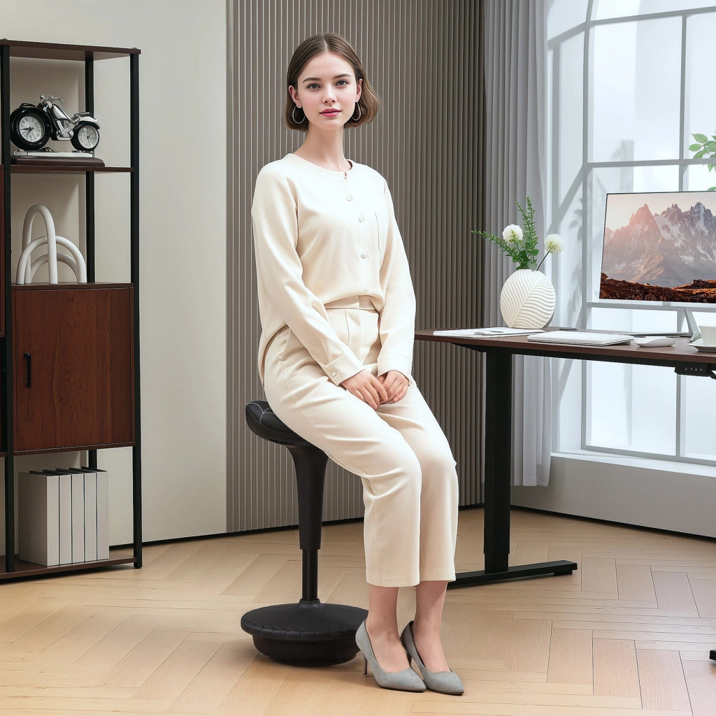 Sgabello da ufficio ergonomico girevole e regolabile in altezza ¨C zephmum ¨C nero 65.5-83.5 cm