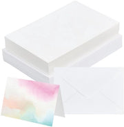 Set di carte aquarello 50 pezzi - Carte da auguri vuote - Carta aquarello di cotone - 7,6 x 20,3 cm - Per inviti - Inclusi involucri